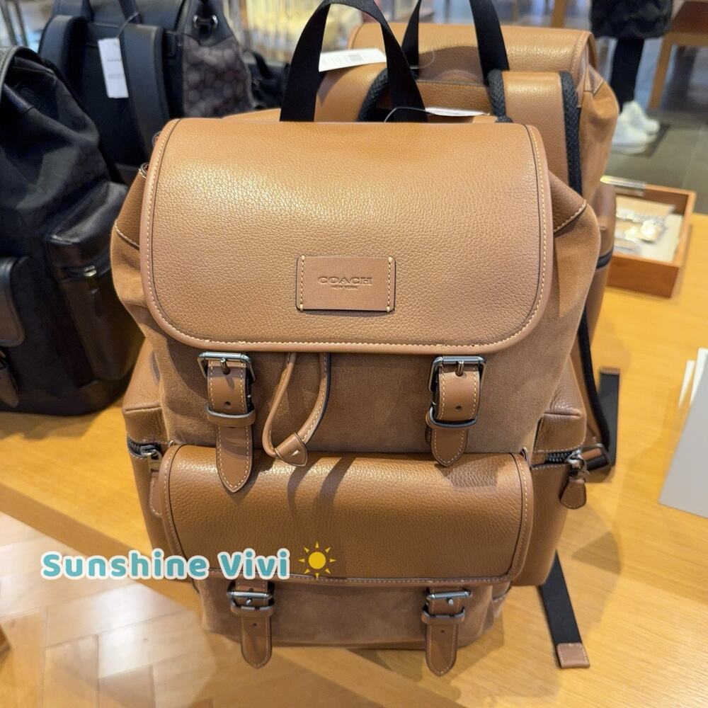 NWT Coach MEN's Sprint Backpack CCG12 suede 2025 Fall🔥🔥 Cognac/Sienna - Picture 6 of 12